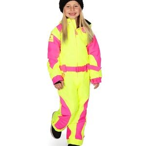 Tipsy Elves Girl’s Powder Blaster Snow Suit - Neon Yellow/Pink